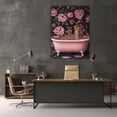 thumbnail image 5 of Mudket Framed Leopard in Pink Bathtub Canvas Wall Art, Floral Bathroom Wall Decor, Cute Trendy Art Ready to Hang - 12"L x 8"W, 5 of 10