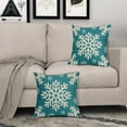 thumbnail image 3 of Teal Christmas Pillow Covers 16x16 Inch Set of 2, Xmas Snowflakes Rustic Winter Themed Decorative Throw Pillow Cases Outdoor Linen Cushion Covers Farmhouse Sofa Couch Bed Decor, 3 of 6