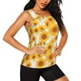 thumbnail image 2 of Balery White Marble Pattern Sunflower Camiseta sin mangas estampada ligera para mujer, tops de entrenamiento sin mangas, camisetas de yoga transpirables de secado rápido.-X-Large, 2 of 7