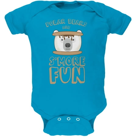 Polar Bear Are S'More Fun Turquoise Soft Baby One Piece