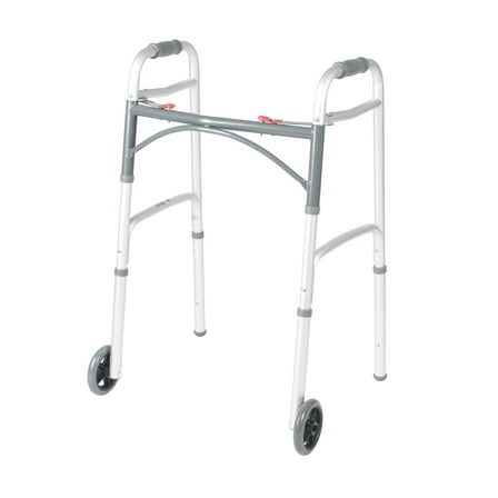 Drive Medical Deluxe Two Button Folding Walker with Wheels