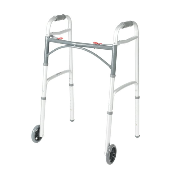 Drive Medical Deluxe Two Button Folding Walker with Wheels
