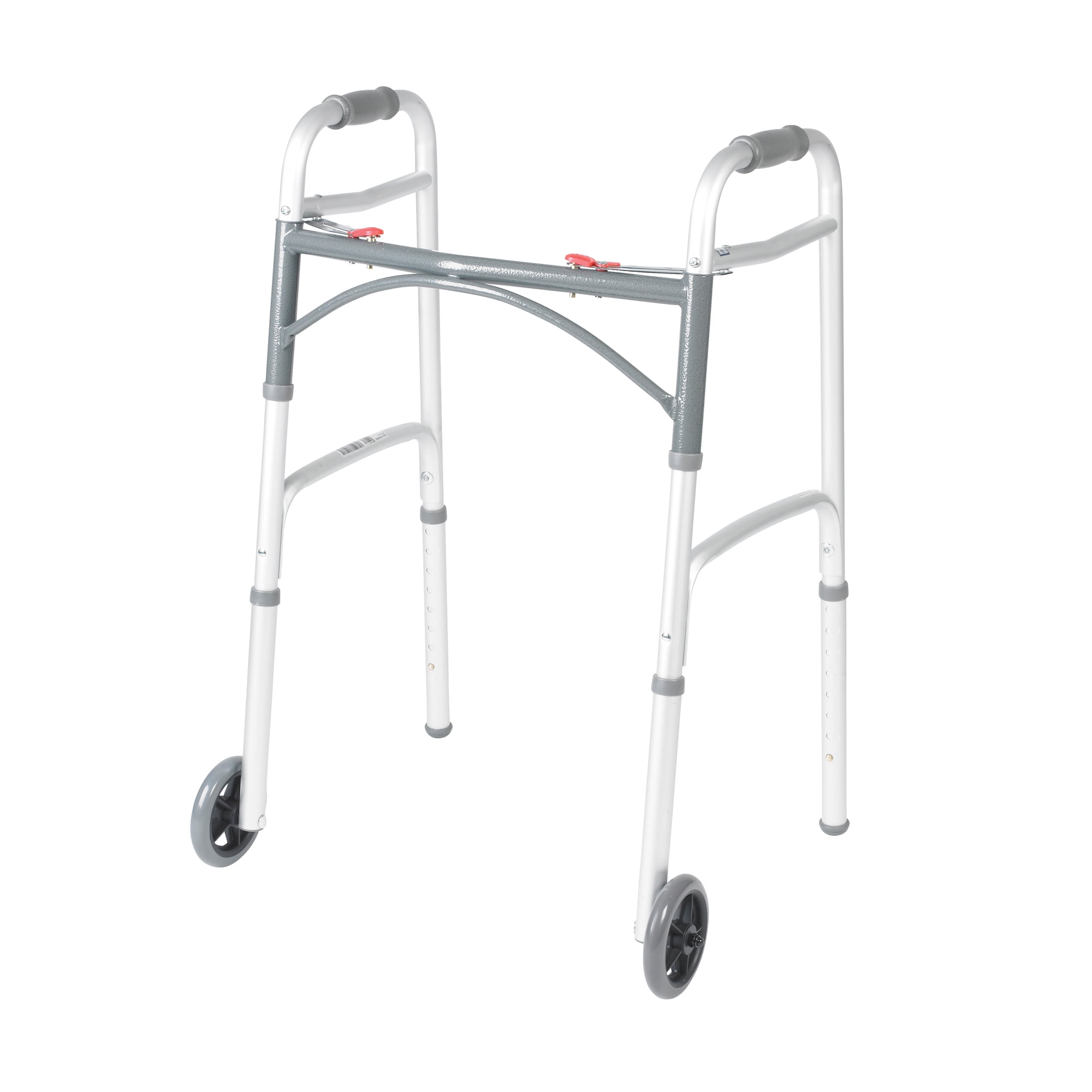 Drive Medical Deluxe Folding Walker with Wheels, U-Shaped Frame, Adjustable Height