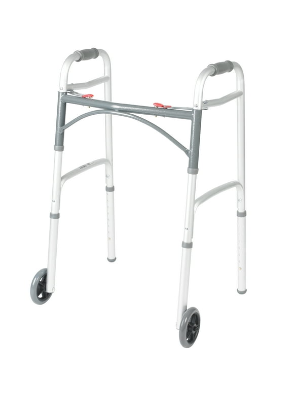 Drive Medical PreserveTech Deluxe Two Button Folding Walker with 5" Wheels