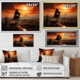 thumbnail image 4 of Designart "On The Cowboy Sunrise art painting" Cowboys Floater Framed Canvas Wall Art, 4 of 7