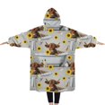 thumbnail image 2 of Oversized Wearable Blanket Hoodie,Gray Highland Cow Bathtub Sunflower Pattern Sherpa Blanket Hoodie with Super Pockets,Super Warm Fuzzy Pullover for Women & Men, 2 of 6