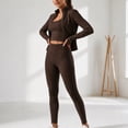 thumbnail image 7 of Women’s 3 Piece Workout Set – Sports Bra, Leggings & Jacket with Thumbholes – Yoga Outfit Activewear for Gym Running Training, 7 of 7