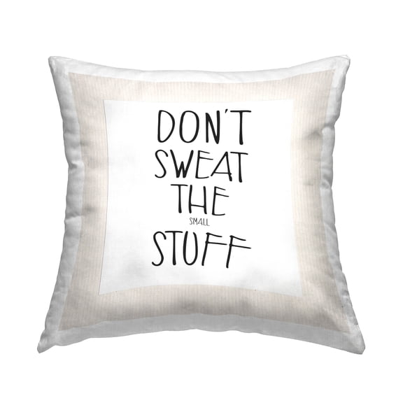 Stupell Industries Minimal Small Stuff Phrase Decorative Printed Throw Pillow, 18 x 18