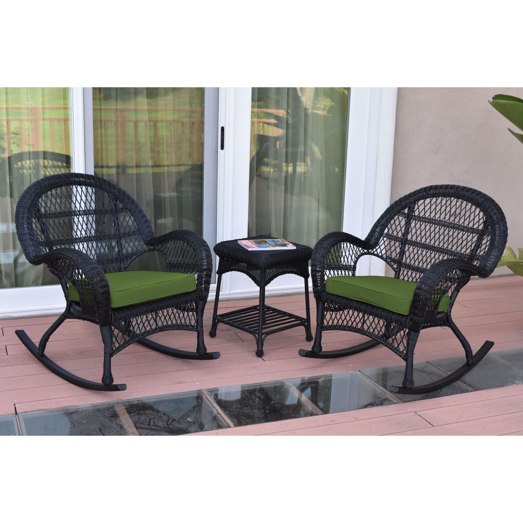 black wicker rocking chair outdoor