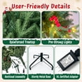 thumbnail image 3 of Moonsun 4.5ft Pre-Lit Christmas Tree, 350 PE & PVC Tips, Full Artificial Tree with 120 Warm White & Multicolor Lights, 50 Red Berries, Metal Stand for Home Office Holiday Decor, 3 of 9