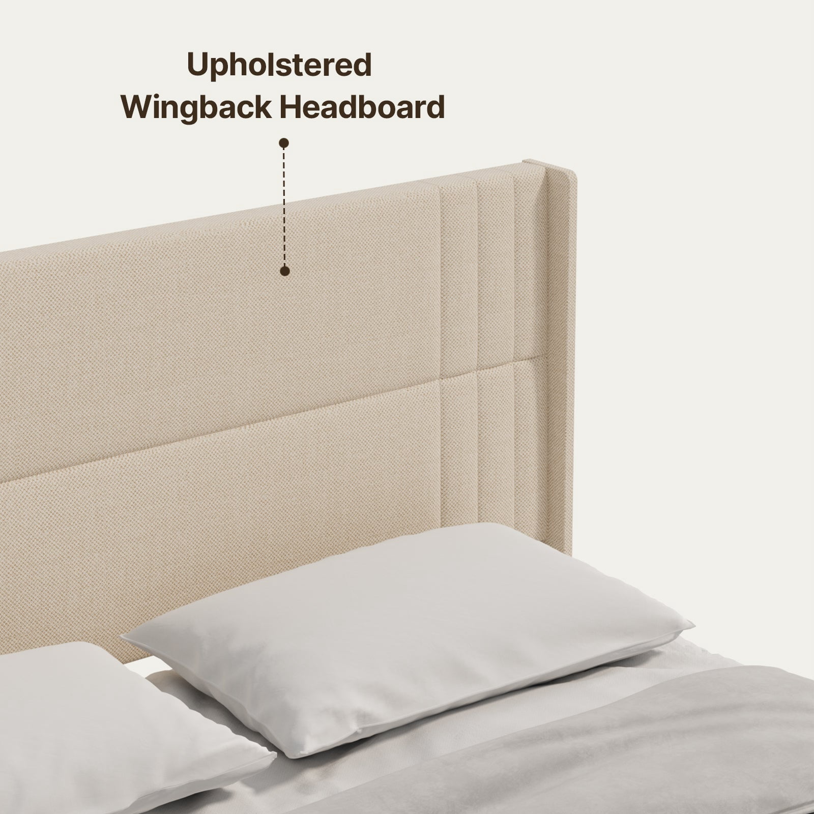 Upholstered Platform Full Bed Frame with Headboard, Sturdy Wooden Slats, Noise-Free, No Box Spring Needed, Easy Assembly, Modern Bedroom Furniture - Full, Beige