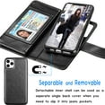 thumbnail image 3 of Tekcoo Wallet Case For iPhone 11 / iPhone11 (6.1 inch) 2019 Luxury ID Cash Credit Card Slots Holder Carrying Pouch Folio Flip PU Leather Cover [Detachable Magnetic Hard Case] Lanyard - Black, 3 of 6