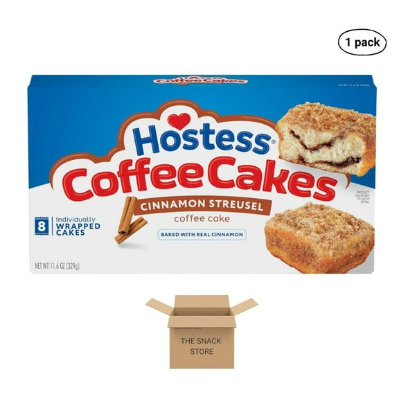 The Snack Store Bundle Hostess Coffee Cakes Cinnamon Streusel, 11.6 oz, 1 Box of 8 Count!
