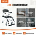 thumbnail image 2 of VEVOR Chaise-Coffre de Douche avec 4 Roues Verrouillables, Repose-Pieds, Accoudoirs Relevables, Hauteur Réglable à 3 Niveaux, Seau Amovible de 5 L, Capacité de 350 Lb, Chaise-Coffre pour Adultes et Aînés, 2 of 9