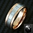 thumbnail image 4 of Tungsten Carbide Rings for Men Wedding Bands for Him 8mm Rose Gold Silver Center Stripe 0.15 Carat CZ, 4 of 5