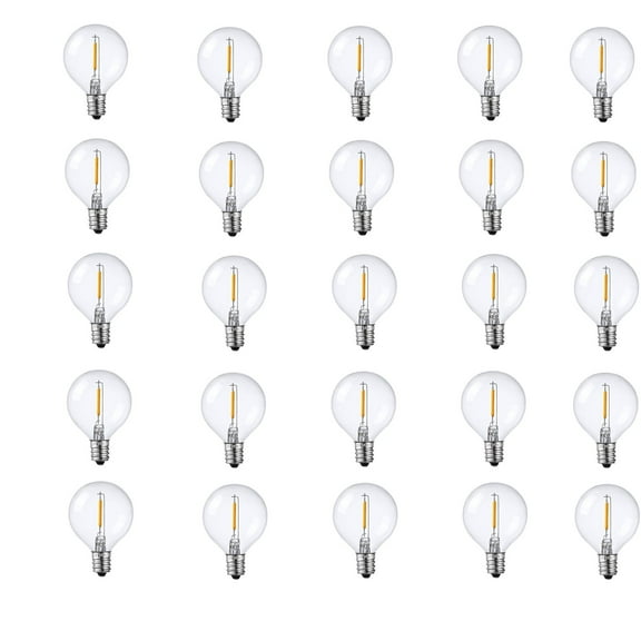 Dolhoo 25Pack G40 LED Light Bulbs, Clear Glass LED Replacement Bulbs, 2700K Non-Dimmable Soft White, 0.7W E12 Candelabra Base Globe Light Bulbs, LED Filament Bulb