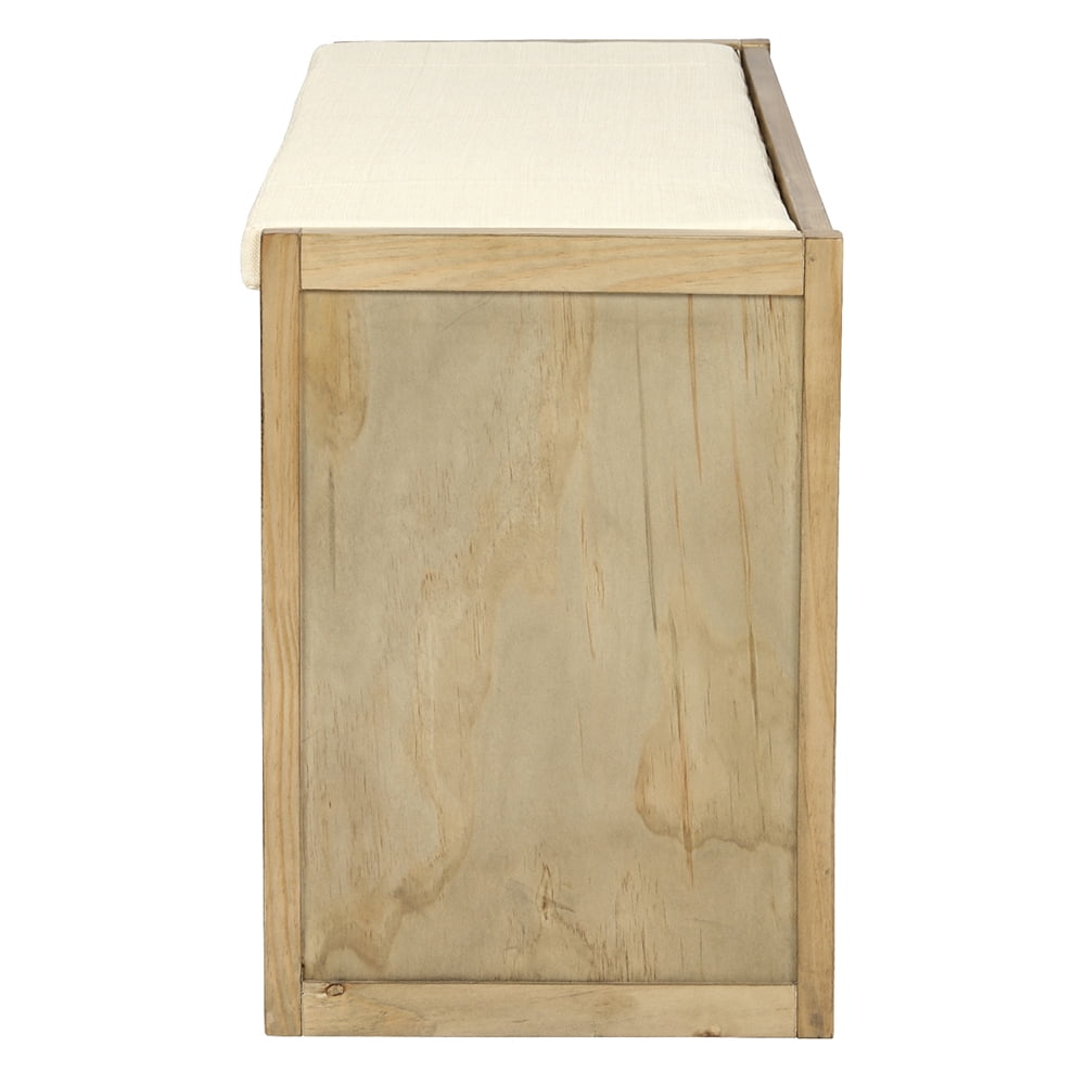 Kepooman Home Classic Solid Pine Storage Bench, 3-Cube Organizer Storage Bench with Removable Cushion for Living Room, Natural Kepooman Home Classic Solid Pine Storage Bench, 3-Cube Organizer Storage Bench with Removable Cushion for Living Room, Natural