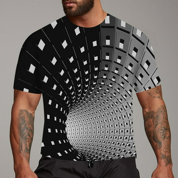 Aayomet Men's T-Shirts Men's 3D Novelty Tshirts Men Graphic Funny Tees 3D Printed Crewneck Short Sleeve Summer Casual Tees,Black 3X-Large
