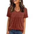 thumbnail image 2 of Women Tops Summer Sweaters Short Sleeve V Neck Shirts 2026 Spring Fashion Dressy Casual Business Tunic Blouses Brown XL, 2 of 5