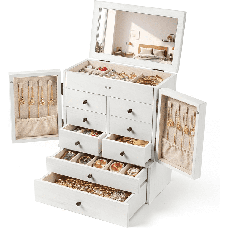 Sfugno 6-Layer Large Jewelry Organizer Box with Mirror photo 1