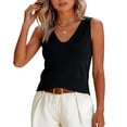 thumbnail image 2 of Lumtrix Women Summer Tank Tops 2026 Basic Sleeveless V Neck Lightweight Knit Sweater Vest Beach Vacation Going Out Shirts Black One Size, 2 of 6