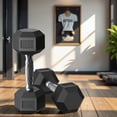 thumbnail image 1 of SONGMICS 2 Mancuernas Hexagonales, 2 x 5 kg, para Entrenamiento, Fortalecimiento, Gimnasio, Negro Tinta MSYL050B01, 1 of 8