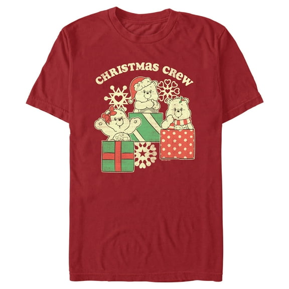 Men's Care Bears Distressed Christmas Crew Graphic Tee Cardinal 3X Large