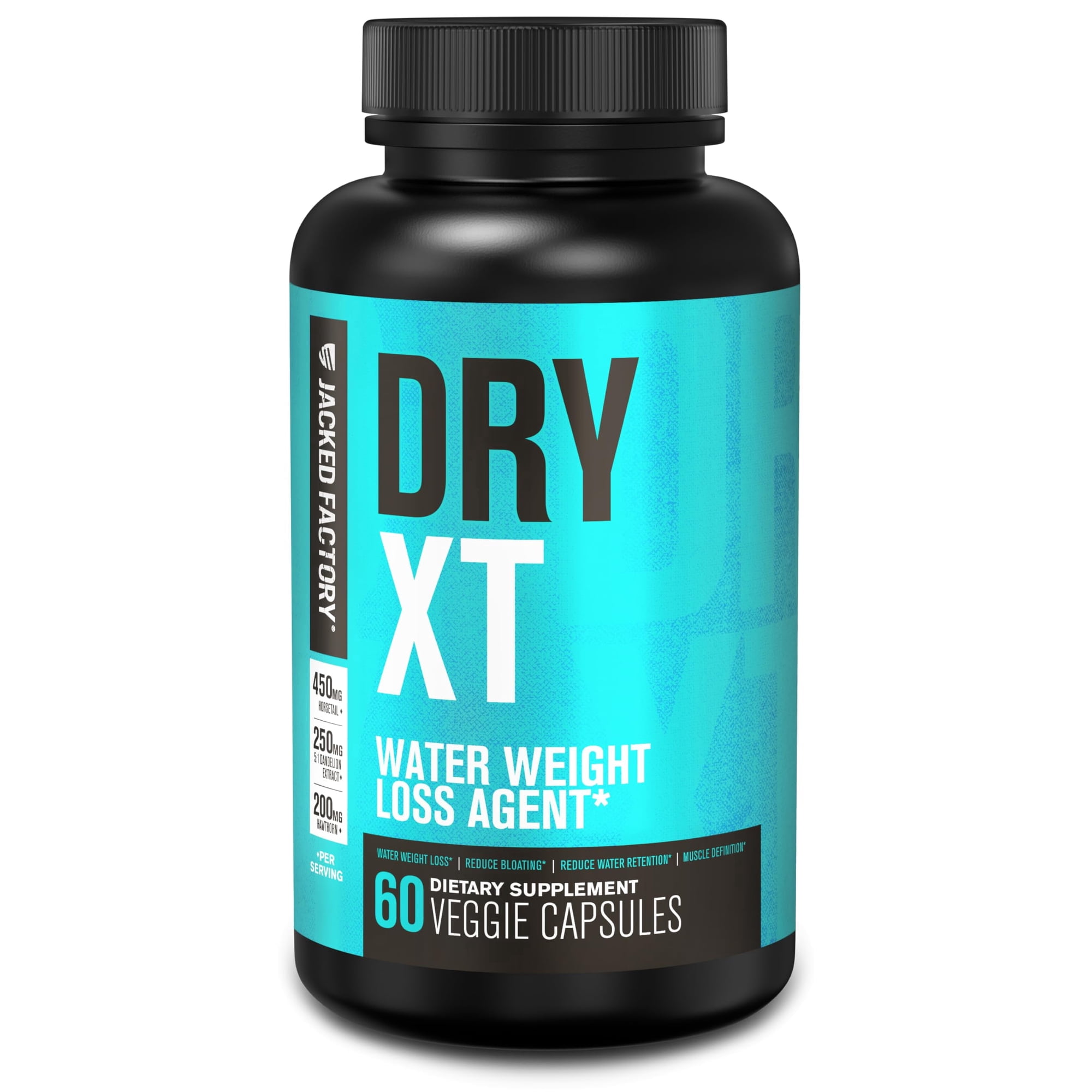 Jacked Factory Dry-XT Diuretic Water Pills - Natural Supplement | Reduces Water Retention & Bloating | Dandelion Root Extract, Potassium, 7 More Powerful Ingredients - 60 Veggie Capsules
