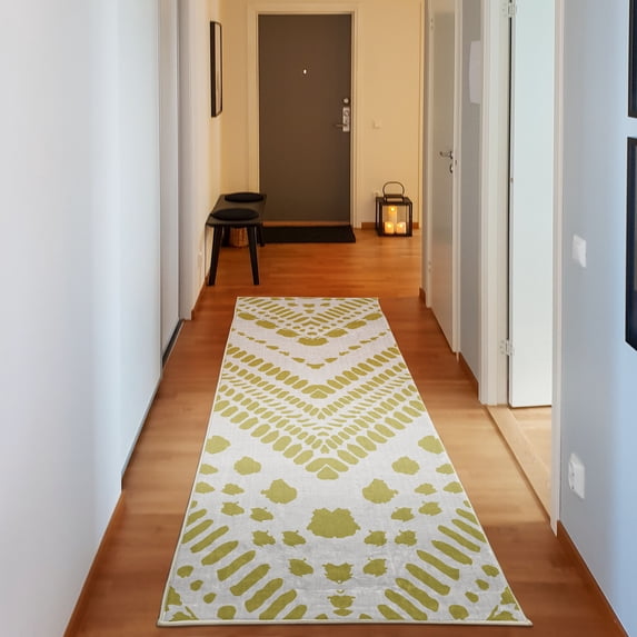 Chevron Decorative Rug, Hand Drawn Aztec Pattern Primitive Clan Motif with Dashed Lines Artwork, Quality Carpet for Bedroom Dorm and Living Room, 6 Sizes, Khaki White, by Ambesonne