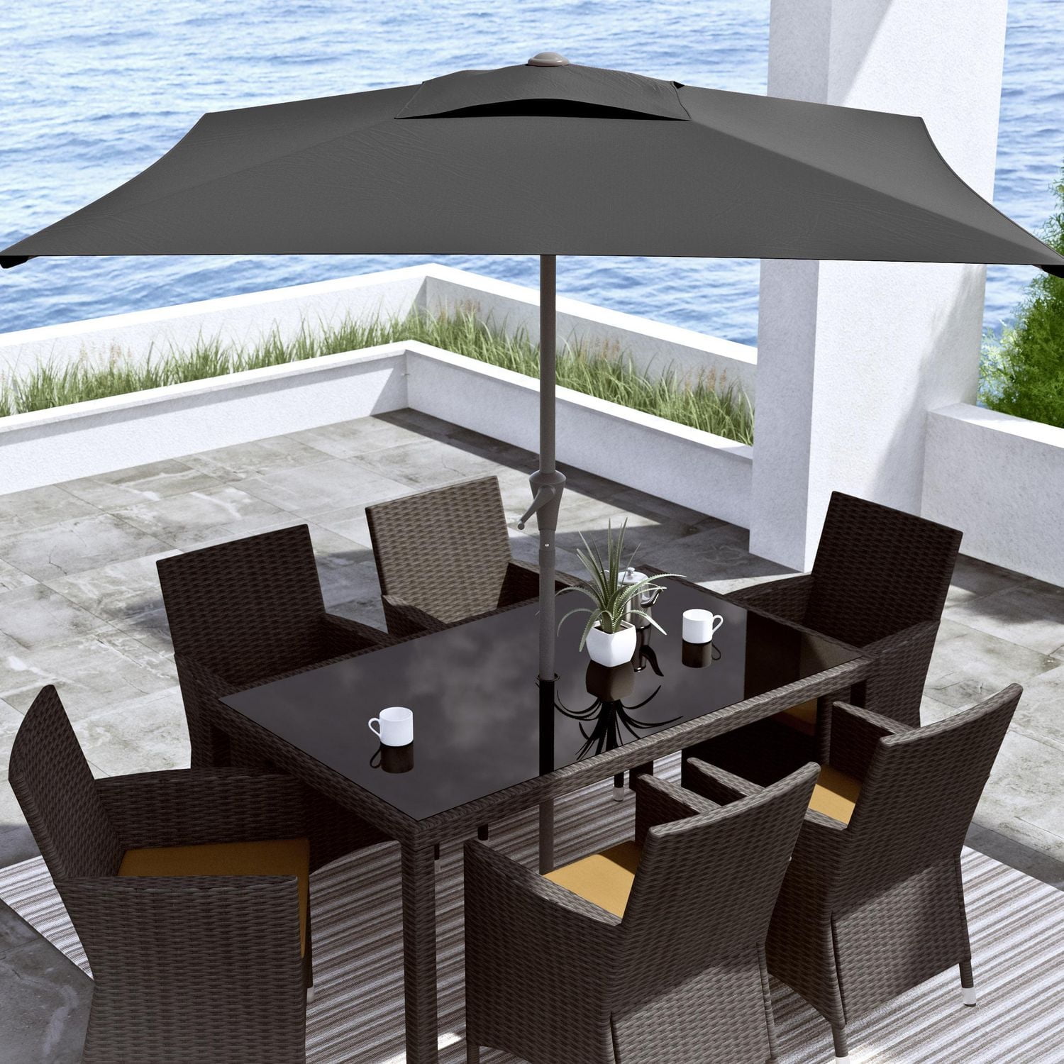 Parasol d'extérieur inclinable en tissu durable de 2 m x 2 m avec cadre en acier CorLiving