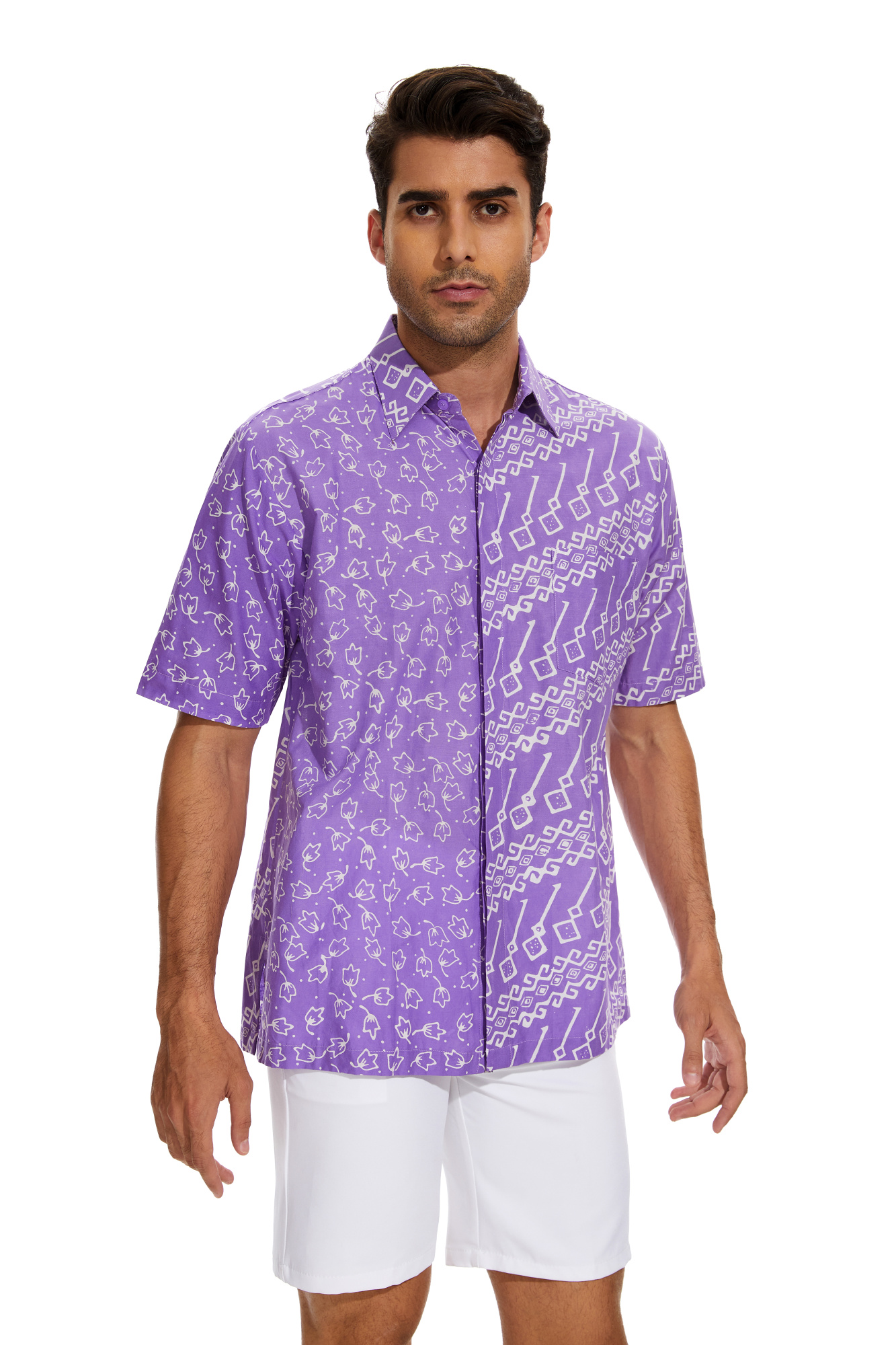 Classicmod Hand Block Batik Men's Casual Shirt - 100% Cotton Hawaiian Summer Beach Shirt - View #12