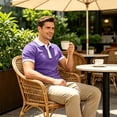 thumbnail image 6 of OIOLOYJM Golf Shirts for Men Summer Short Sleeve Mesh Contrast Collar Casual Quick Dry Lightweight Polo Shirts Trendy Business Athletic Collared Shirts Purple 5XL, 6 of 6