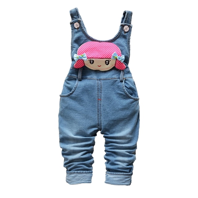 KIDSCOOL SPACE Baby 3D Bunny Cartoon Soft Cotton Knitted Jeans Overalls,2-3 Years