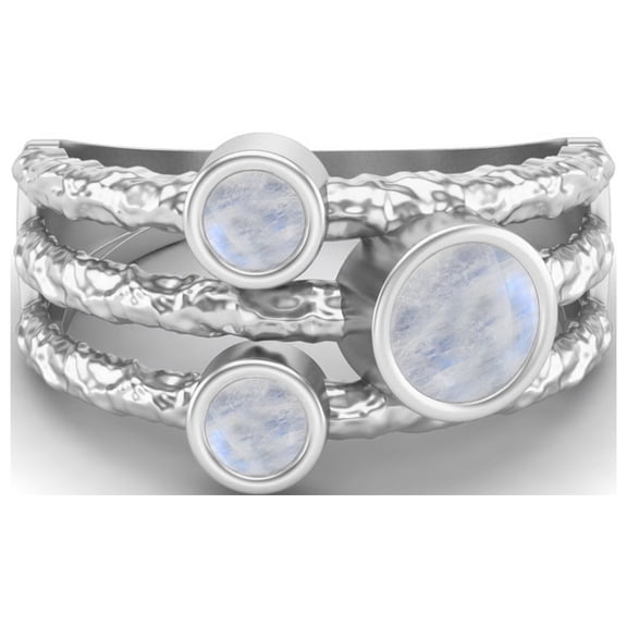 5mm Round Rainbow Handmade Split Shank Band 925 Sterling Silver Trio Stone Women Mother's Day Gift Ring