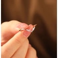 thumbnail image 3 of vylahjewellery Dainty Round Moissanite V Shape Engagement Ring Baguette Diamond Mother's Day Ring 10K Vermeil Rose Gold Chevron Wedding Band for Her, 3 of 7
