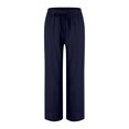 thumbnail image 4 of Tnhcen Women's Spring Autumn Drawstring Solid Color Baggy Cotton Linen Straight Leg Pants with Pockets S-3XL Casual Basic Relaxed Fit Trousers, 4 of 5