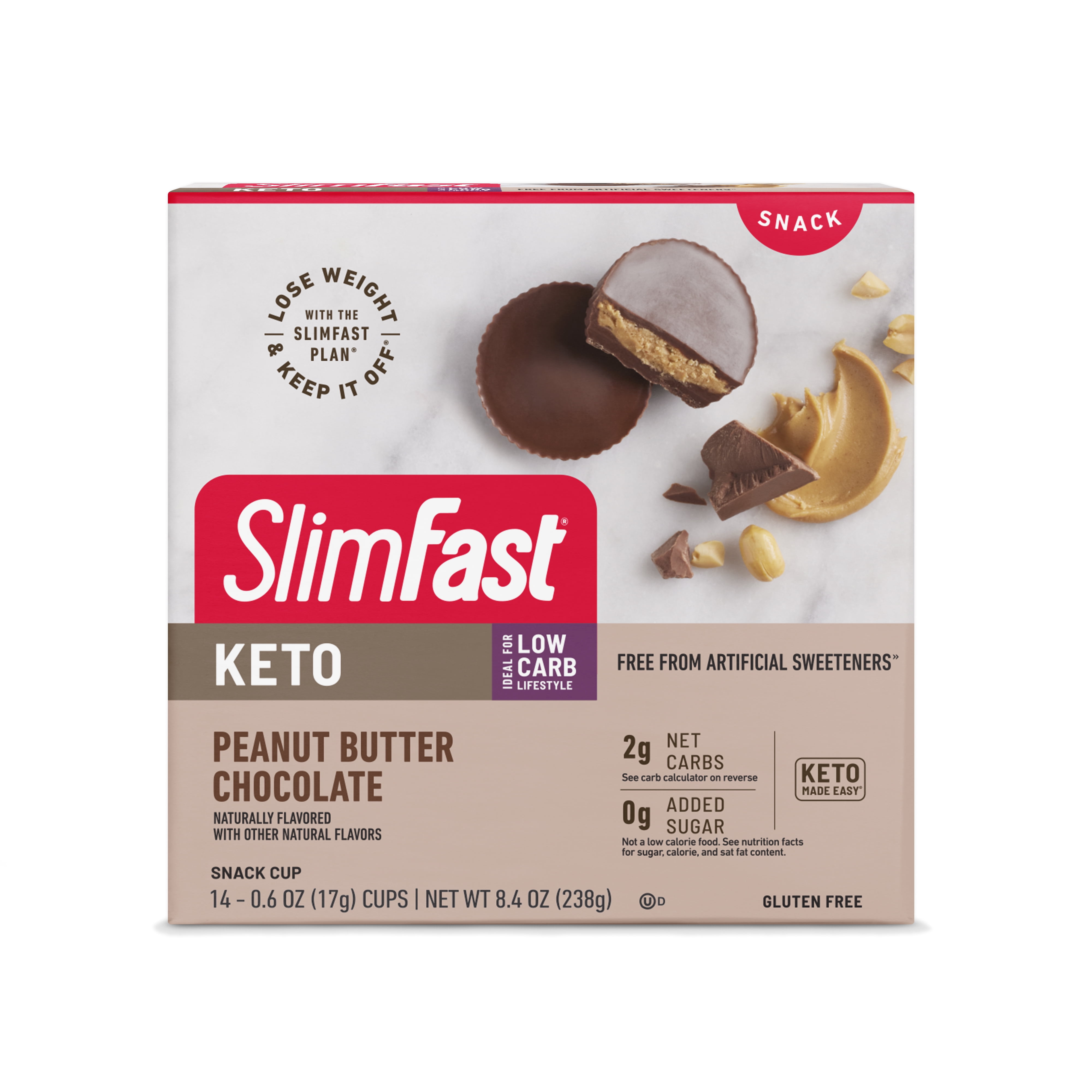 SlimFast Keto Peanut Butter Chocolate Snack Cup, 14 Count