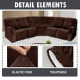 thumbnail image 2 of CJC 5 Seat Velvet Recliner Sofa Covers, 7-Piece Corner Sofa Covers, L-Shaped Sectional Couch Slipcovers, Chocolate, 2 of 9