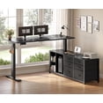 thumbnail image 2 of 55" L Shaped Electric Standing Desk with 6 Fabric Drawers and Storage Shelves, Height Adjustable Computer Desk, Home Office Desk, 2 of 7