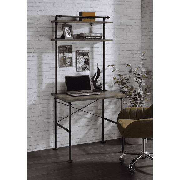 Ensata Rustic Oak & Black Finish Writing Desk
