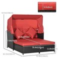 thumbnail image 3 of Outsunny Lit de Jour Double d'Extérieur avec Auvent et Coussin, Rouge, 3 of 10