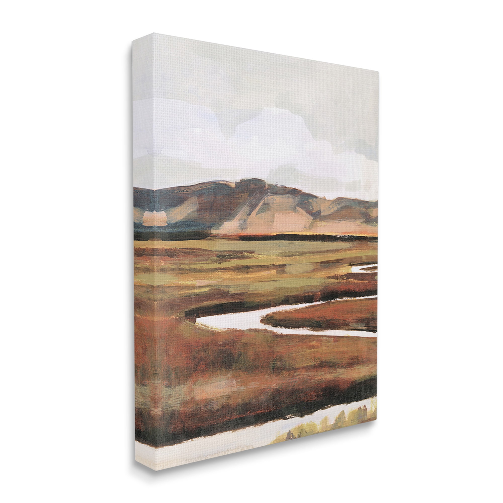Stupell Industries Winding River Landscape Landscape Painting Gallery Wrapped Canvas Art Print Wall Art, 30 x 40