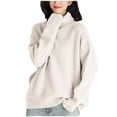 thumbnail image 2 of EGNMCR Chandails pour Femmes Chandail à Col Roulé Multicolore pour Femmes Uni Tricoté Court Chandail Uni Décontracté Hauts Mode, 2 of 6