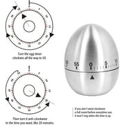 Runleader Egg Shape Count Down Kitchen Timer Mechanical Timing Rotating Alarm 60 Minutes Stainless Steel