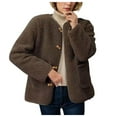 thumbnail image 5 of YDFCWXW Lightweight Cardigan Jacket for Women Classy Thick Lapel Collar Winter Coats Cropped Shearling Outerwear Brown, 5XL, 5 of 8