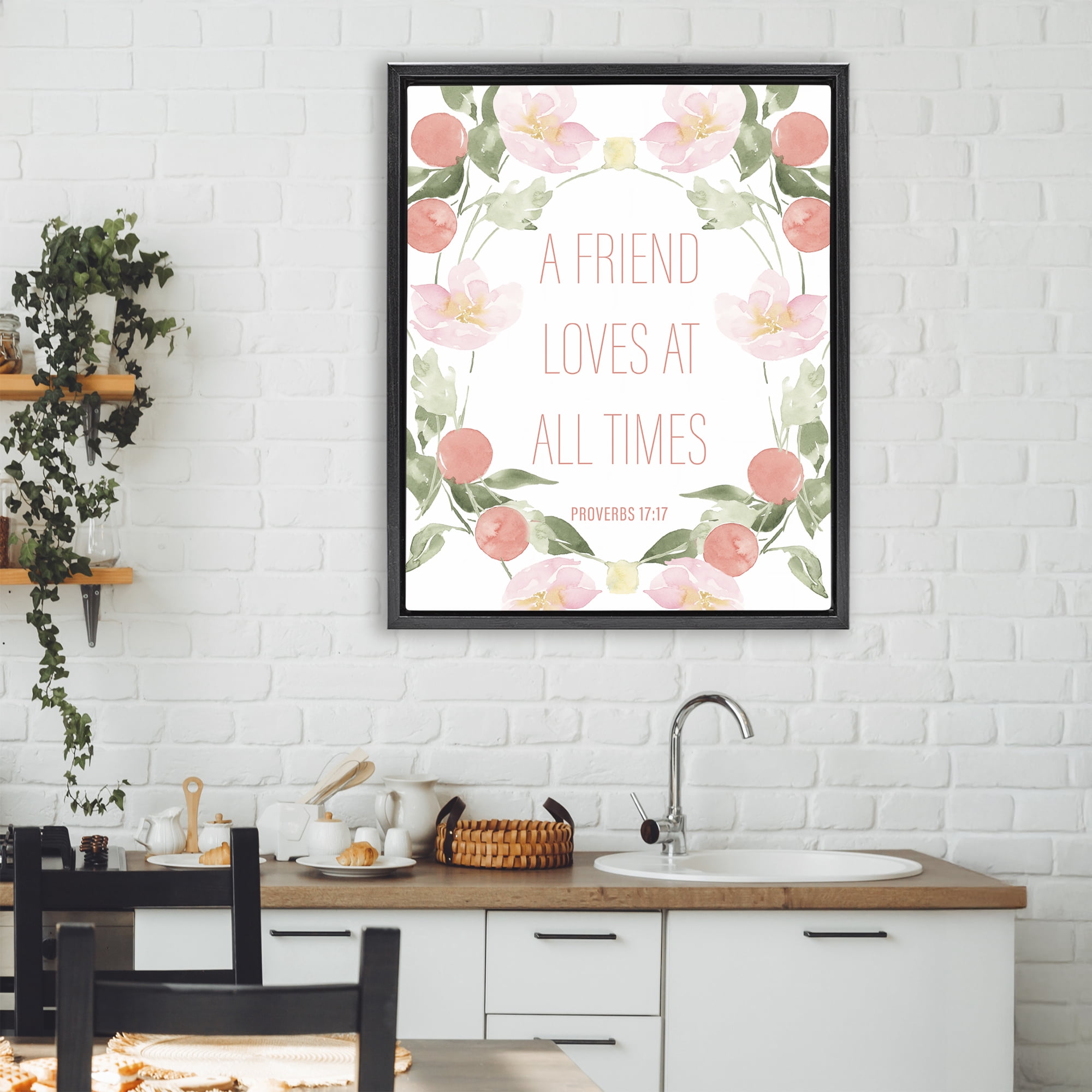 Stupell Industries A Friend Loves At All Times Black Framed Floater Canvas Wall Art, design by Lucille Price