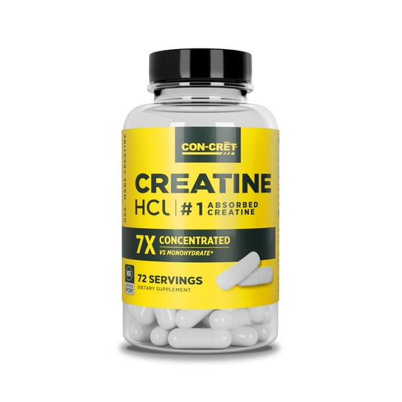 Suplemento de creatina HCl CON-CRET en cápsulas de 72 unidades