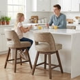 thumbnail image 3 of Usaint Distressed Faux Leather Swivel Bar Stools Set of 2 Cutout Backrest Solid Wood Legs for Kitchen Island Counter Chairs,Taupe, 3 of 11