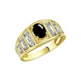 thumbnail image 3 of RYLOS Bagues pour Femmes Bague en Or Jaune 14K Style Classique Pierre Précieuse Ovale 7X5MM et Bague en Diamant Cabochon Onyx Bijoux Taille 7, 3 of 7