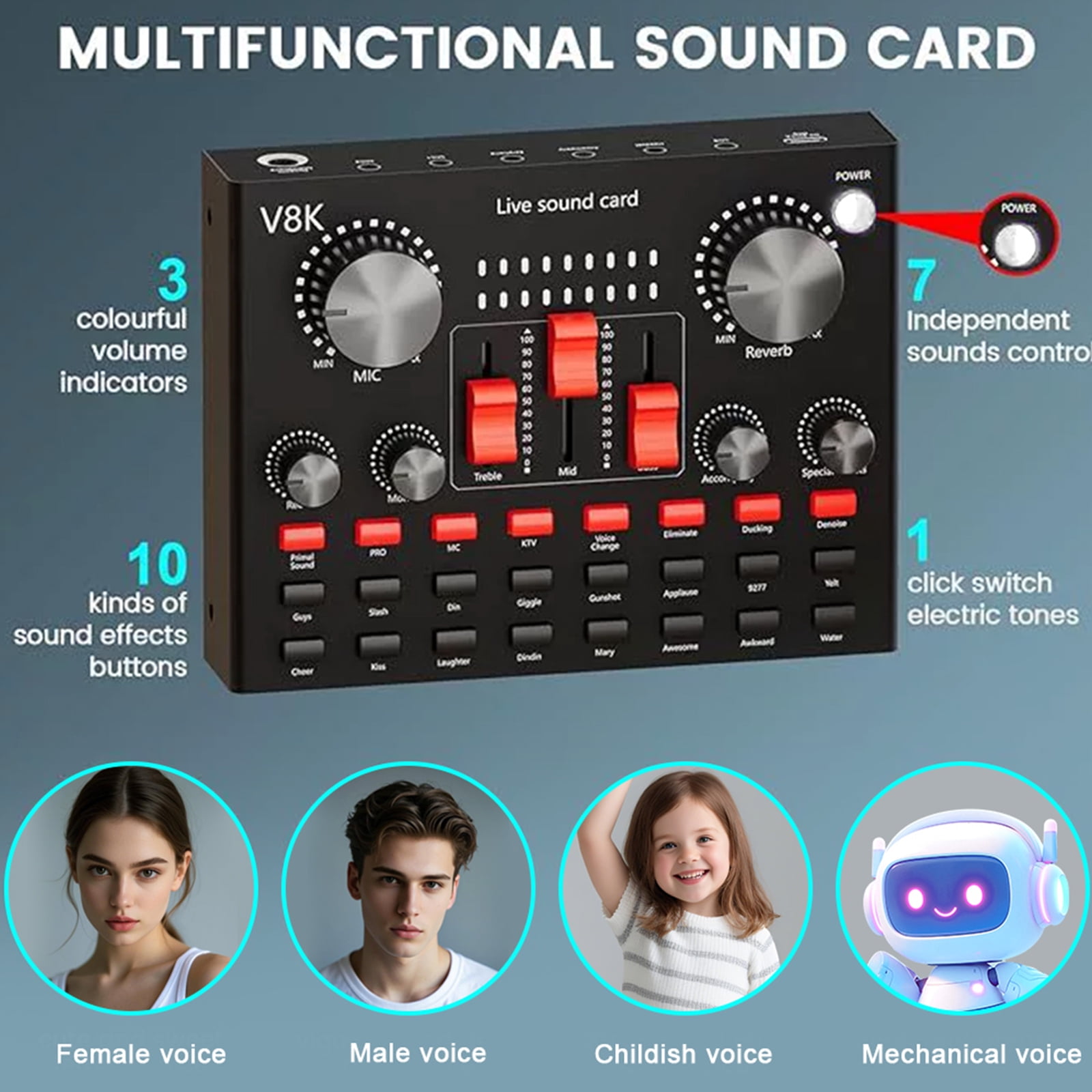golytefs All-in-one Recording Studio Package Audio Mixer Hanging Condenser Microphone Kit